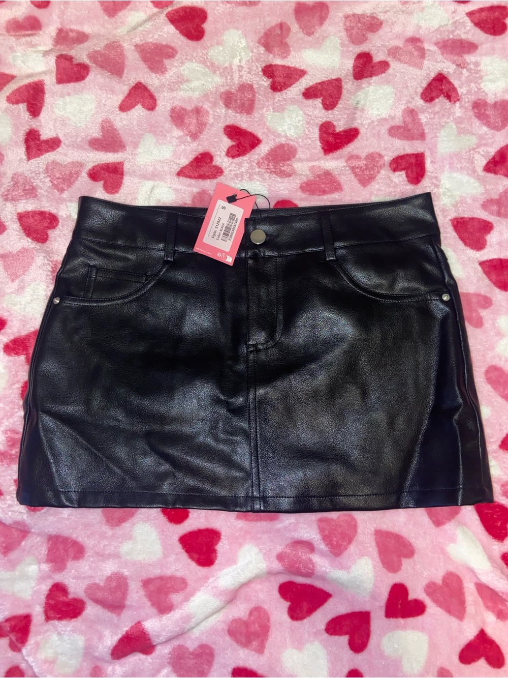 Edikted Black Faux Leather Mini Skirt
